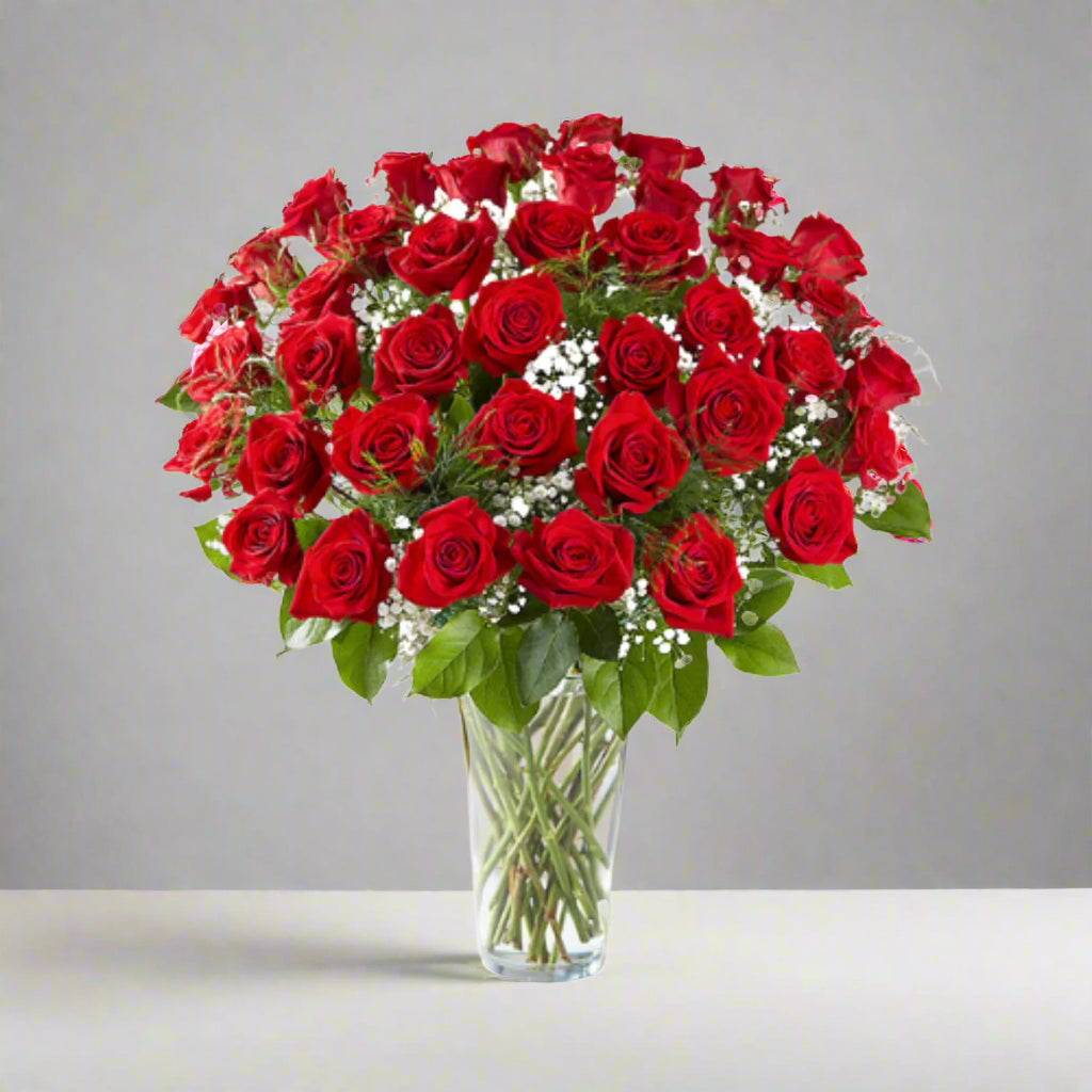 Elegant Red Roses In Vase