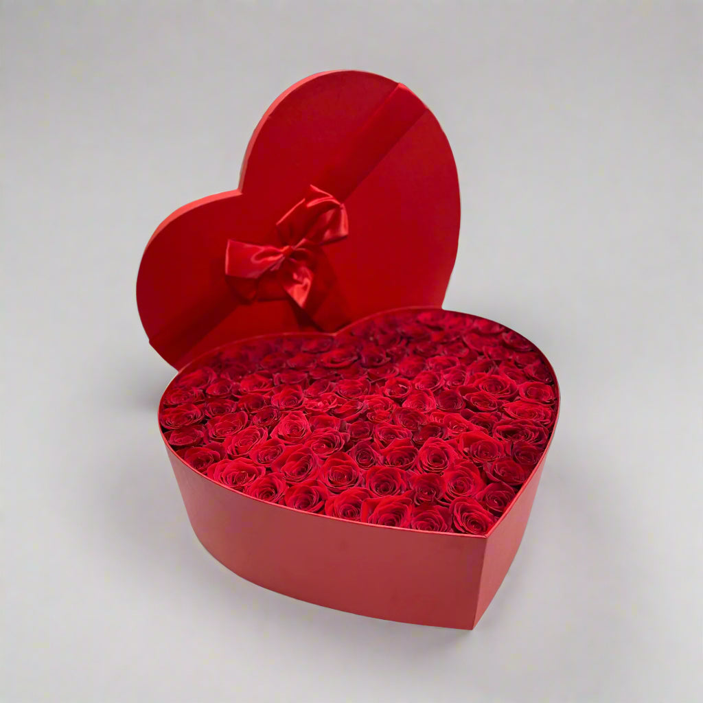 101 Red Roses In Heart Box