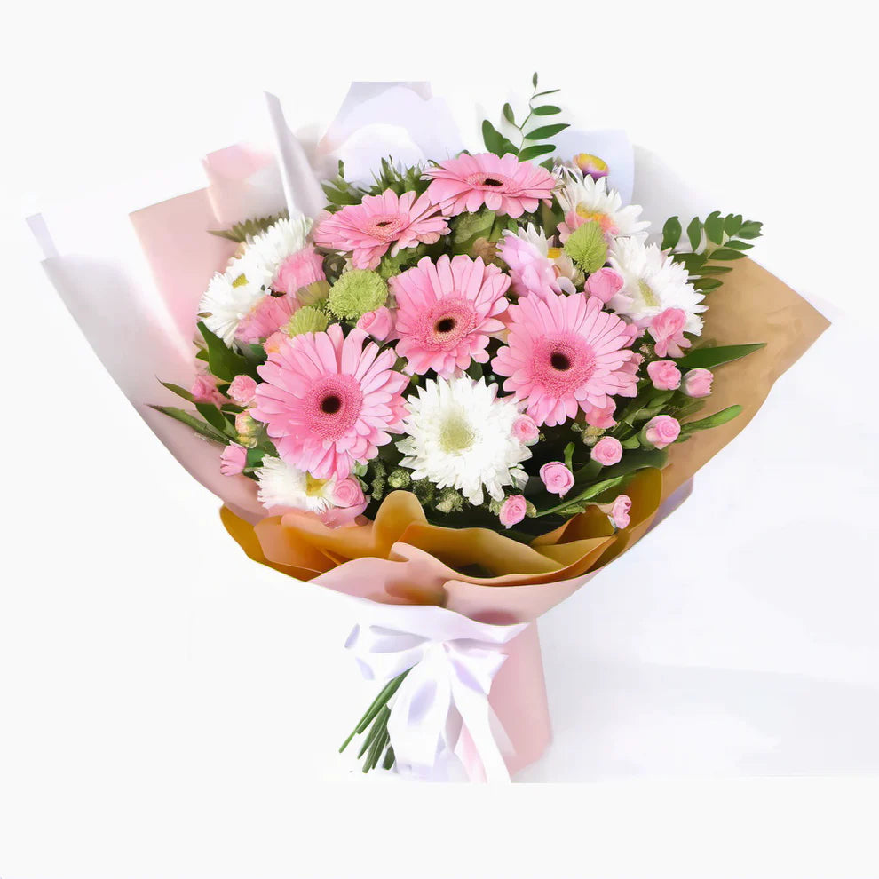 White And Pink Gerbera Bouquet