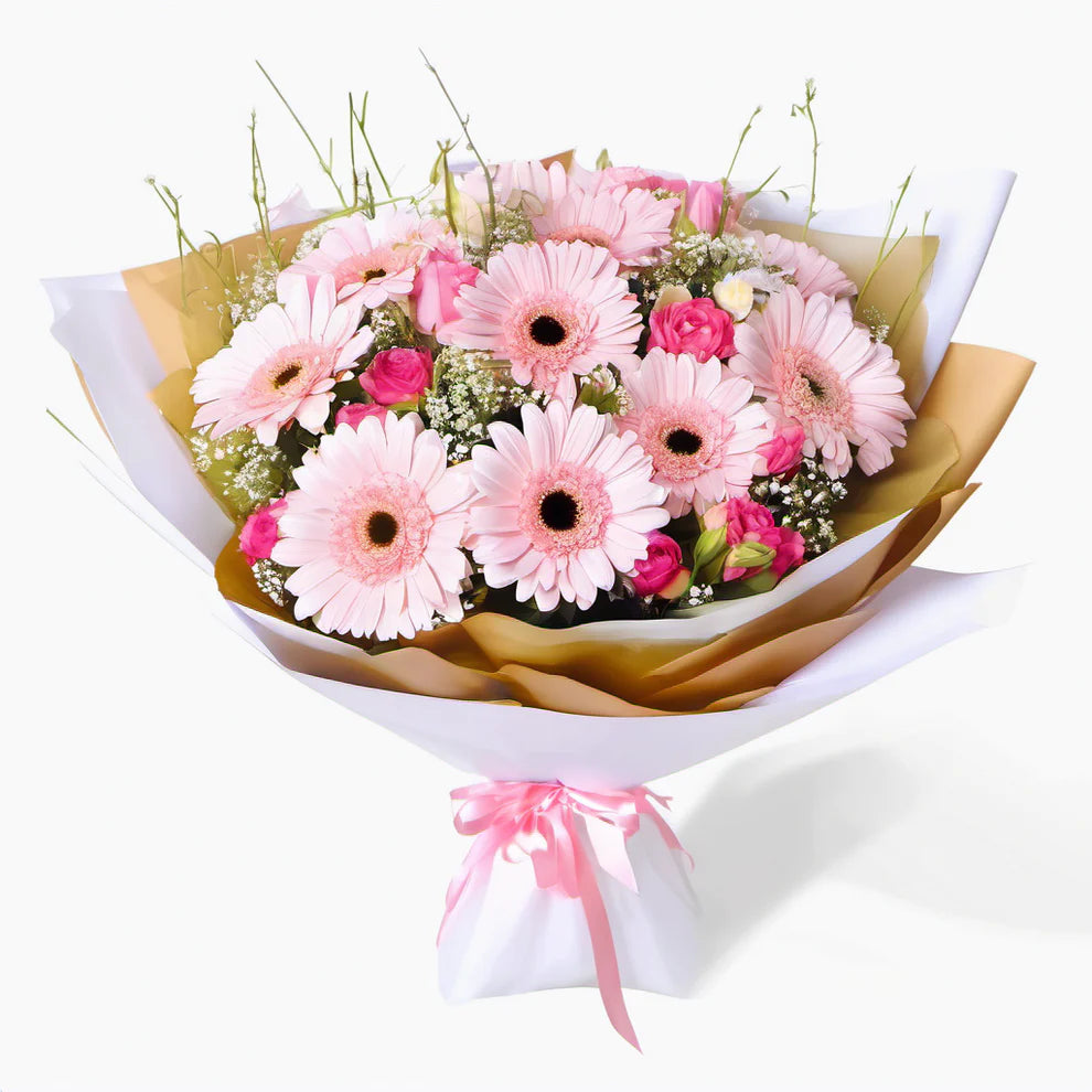 White And Pink Gerbera Bouquet