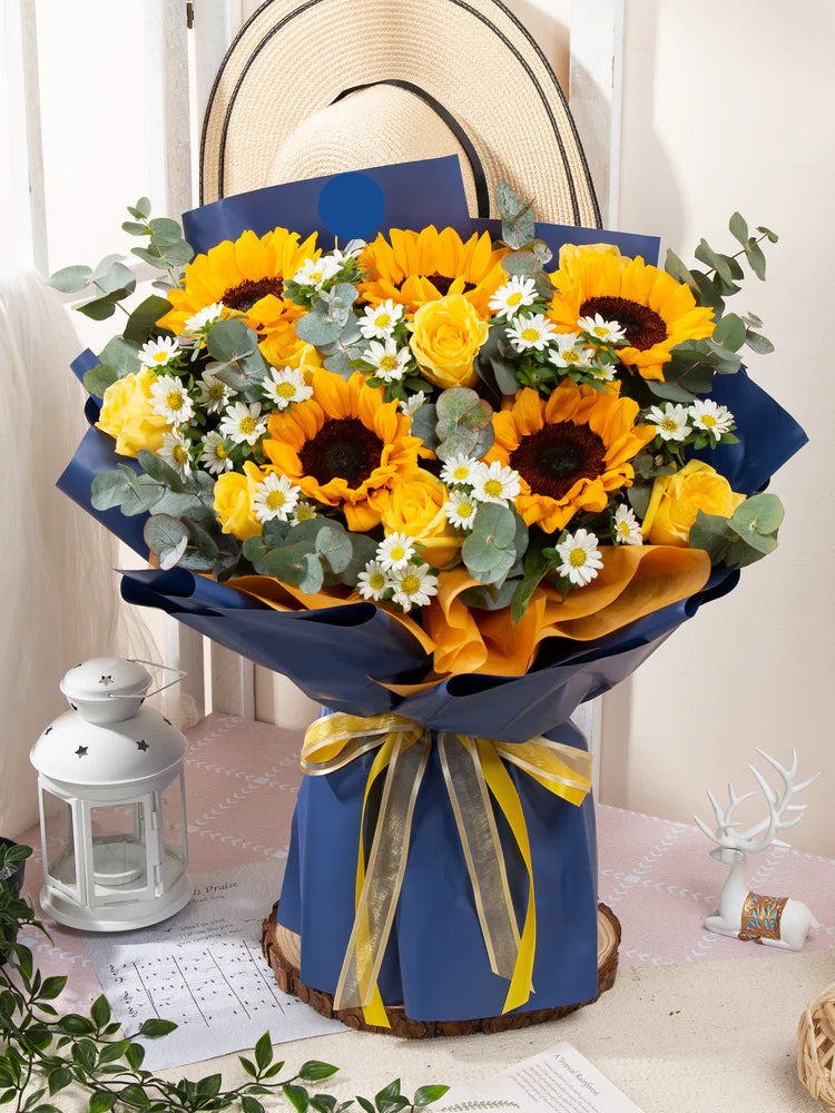 Sunflowers With Yellow rose Bouquet