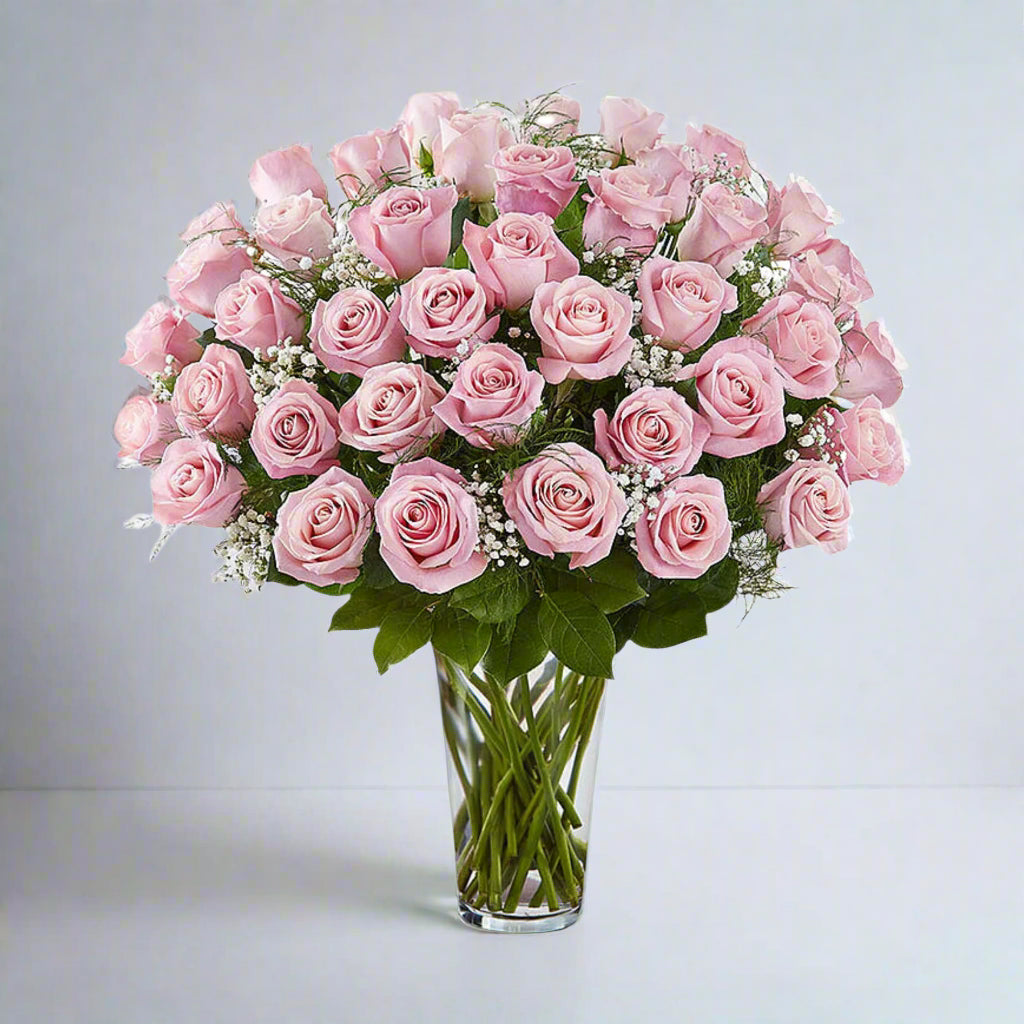 Luxury Pink Roses In Vase