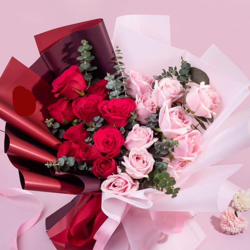 Half Red, Half Pink Heart