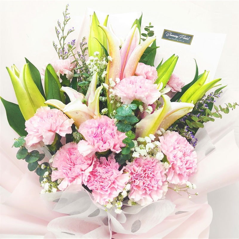 Pink Lilies with Pink carnations