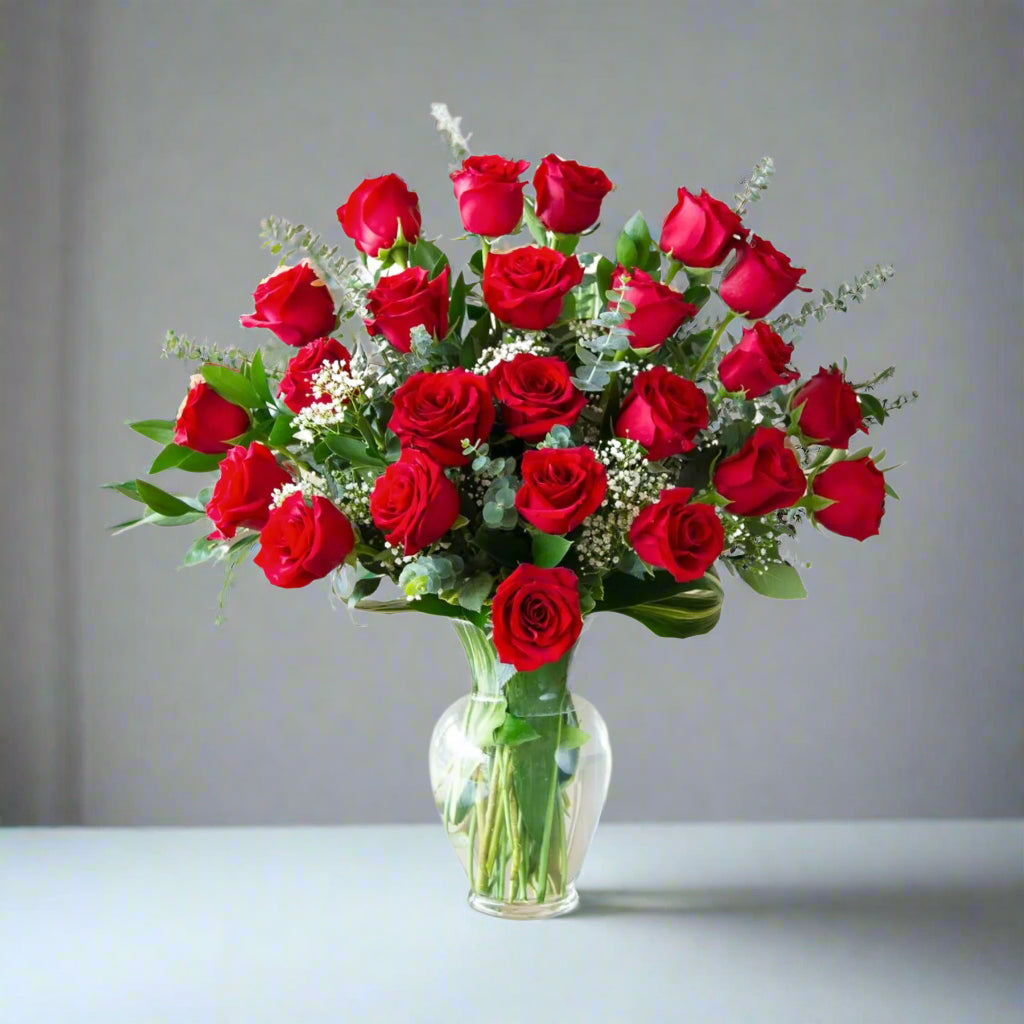 Classic Red Roses In Vase