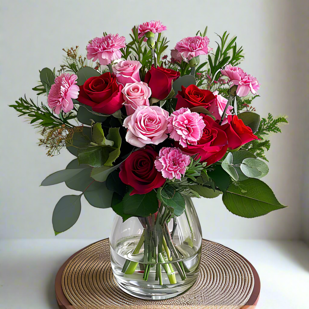 Pink and Red Elegance In Vase