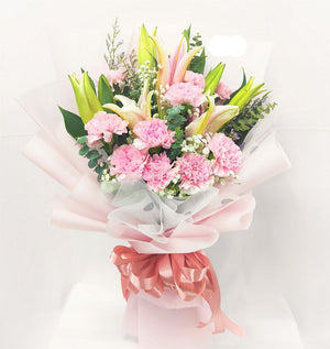 Pink Lilies with Pink carnations